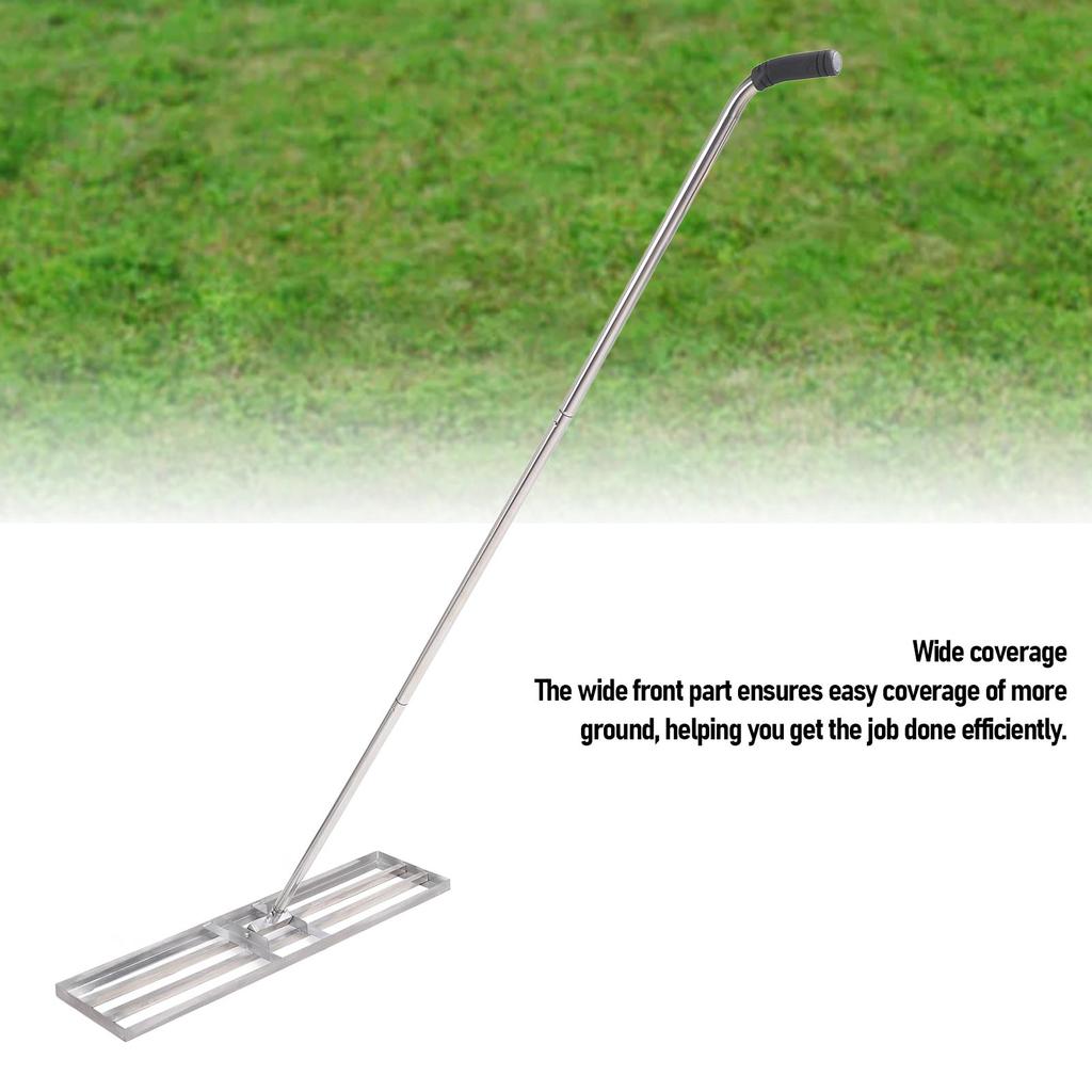 Lawn Leveling Rake Adjustable Handle Stainless Steel Heavy Duty Effort Saving Lawn Level Tool for Yard Garden Backyard Farm Ranch