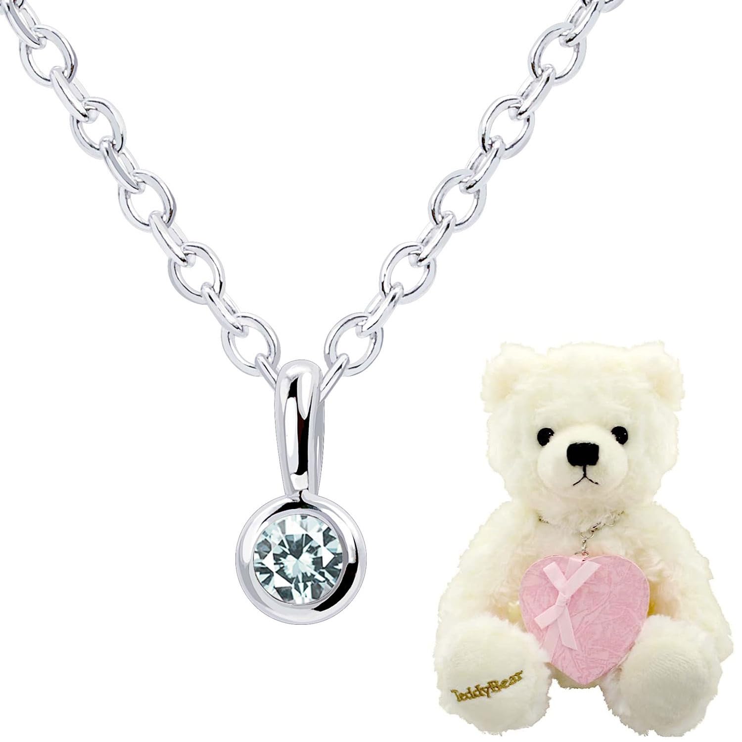 

Necklace Single Fukurin Diamond Silver Pearl White Teddy Bear Set November Birthstone Blue Topaz [Sears] Women s 13930-s-tdt-01-w-11