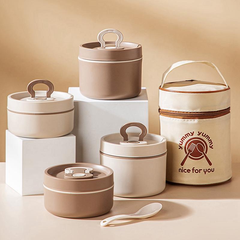 Bento Lunch Box Set, Portable Keep Warm Lunch Container With Insulated Bag, Stainless Steel Thermal Food Container