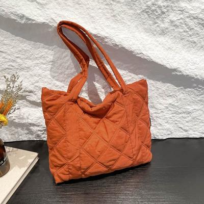 Borsa a Spalla Casual in Tessuto di Nylon di Grande Capacità da Donna, Borsa Tote Monocolore