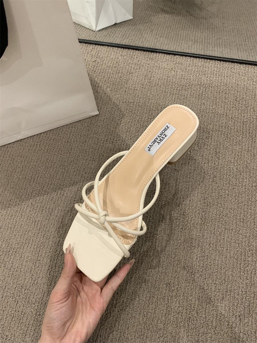 

2025 silver with skirt outer shoes thick heel sandals square head French spring and summer women s sandals high heels high heels 40