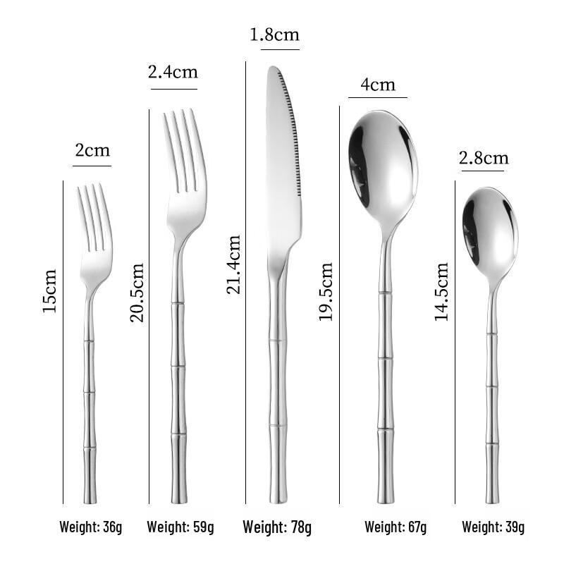 Abay 304 Stainless Steel Bamboo Knot 5-Piece Cutlery Set