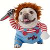 Funny Dog Halloween Costume Horror Doll Style Pet Cosplay Clothes with Wig Plush Arms Party Outfit for Dogs
