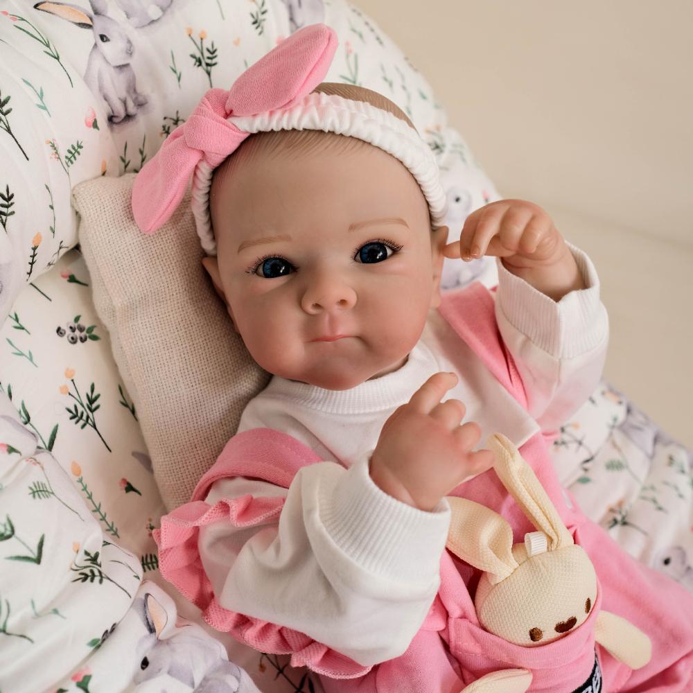 Real Looking Reborn Baby Girl Doll Bettie 18'' 48cm Full Body Silicone Vinyl Simulation Doll Handmade Exquisite 3D Painted Skin Newborn Dolls for Kids