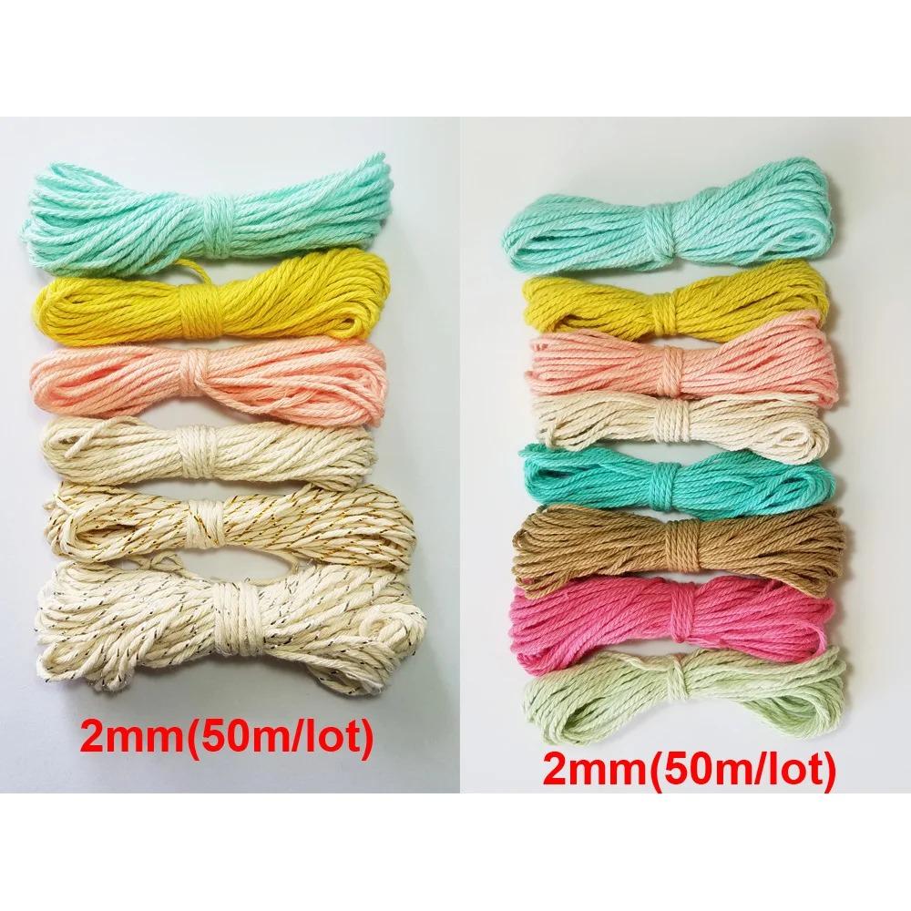 Colourful 1mm-2mm Cotton Twine Cords Macrame Rope String Thread Packing Decoration DIY