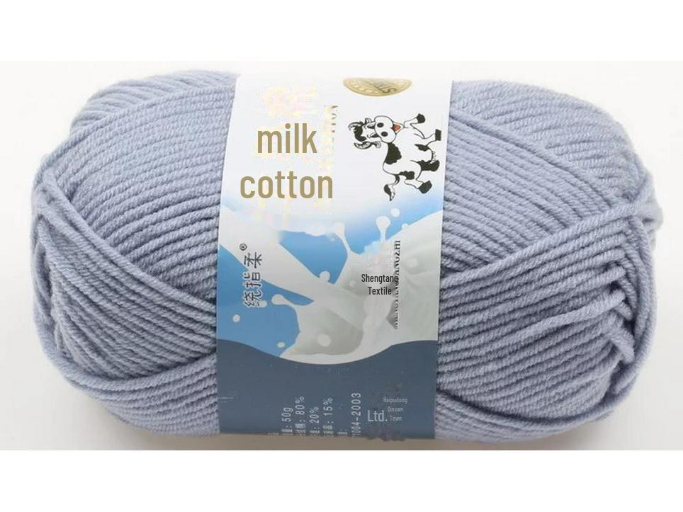 5-Strand Milk Cotton Baby Wool Hat & Scarf Hand-Woven Medium-Thick Yarn Set