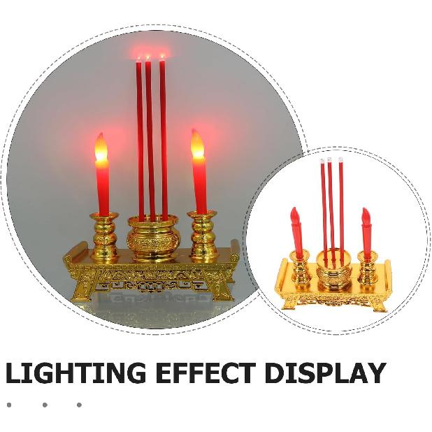 Beaupretty Led Decor Led Electronic Incense Burner Stick Buddhist Candle Lamp Retro Light Chinese Traditional Candlestick Feng Shui Buddhist Worship