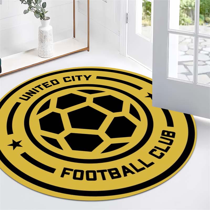 United City FC Hexagonal Soccer Star Circular Area Rug Football Club Round Floor Carpet Sports Fan Living Room Bedroom Home Decor Mat