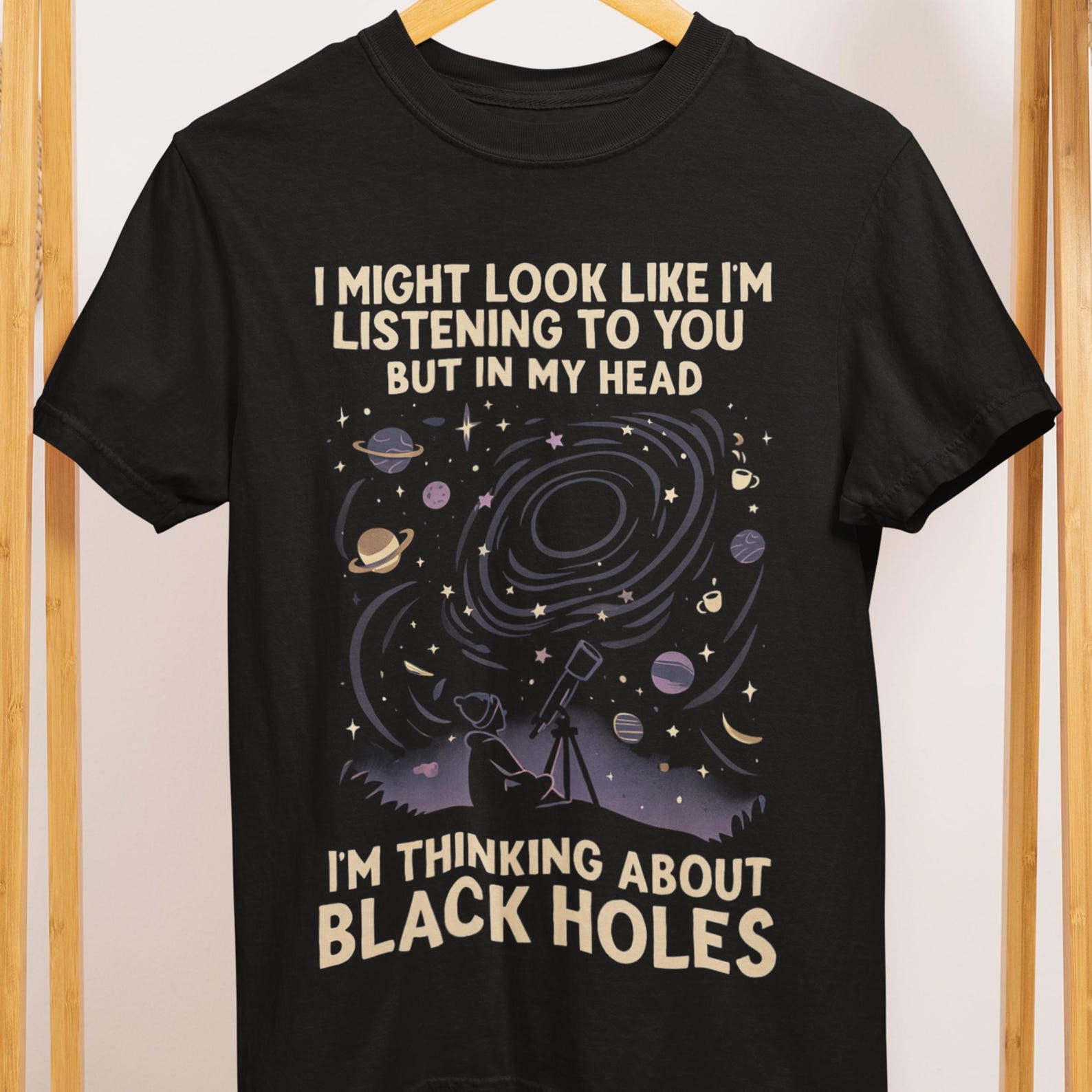 Black Hole Stargazer Tee: Funny Astronomy Comfort Colors Shirt M