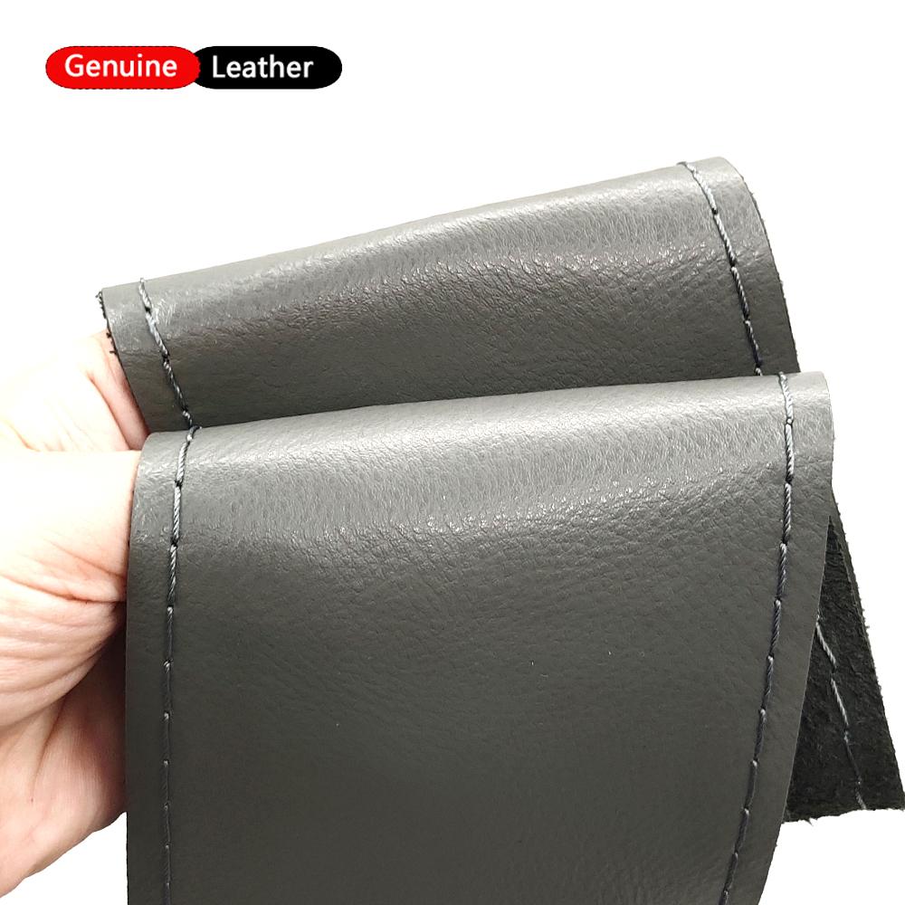 Luxury Genuine Leather Car Steering Wheel Cover Smooth Design -Steering Wheel Braid Case Universal Fit Auto SUV Diameter 38cm