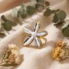 Unique Stainless Steel Pearls Flower Rings for Women Men Punk Hip Hop Geometry Irregular Finger Rings Tarnish Resistant Jewelry