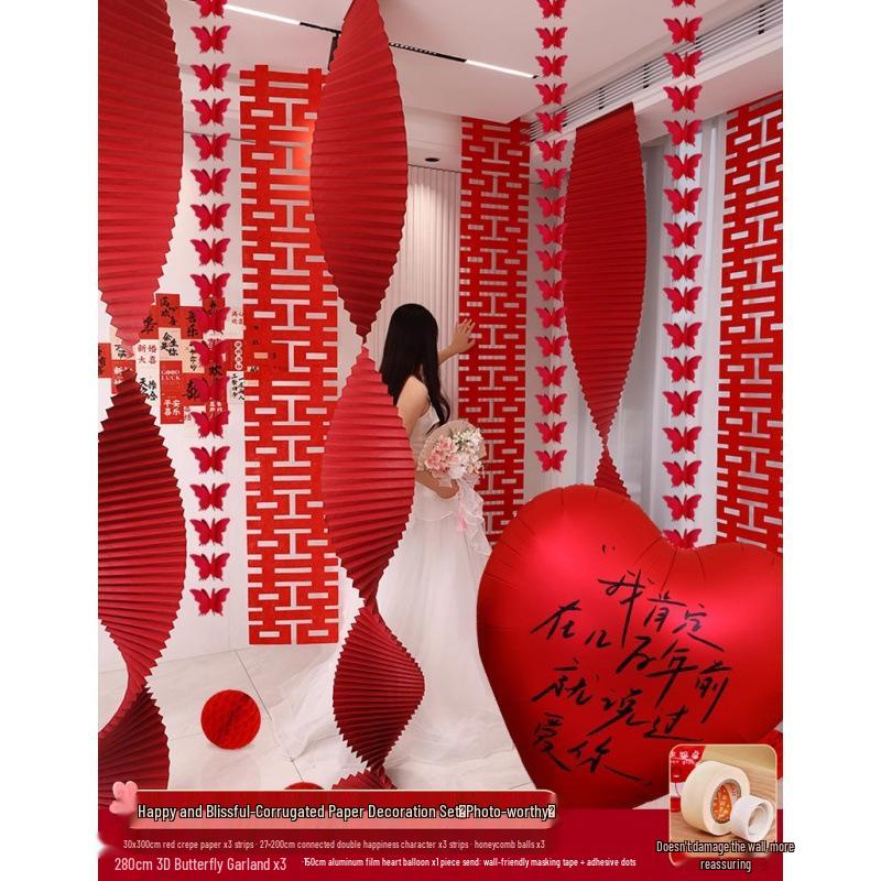 Woman's Bedroom & Living Room Wedding Decoration Set with Tinsel & Morning Robe Background