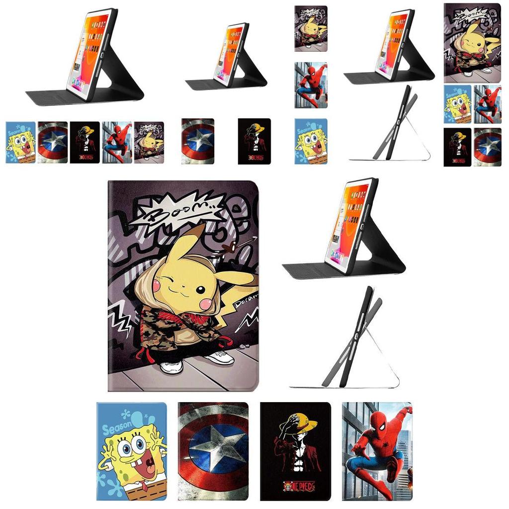 Ultra-thin Smart Ipad Cartoon Case Cover For Kids Pikachu Spiderman Luffy