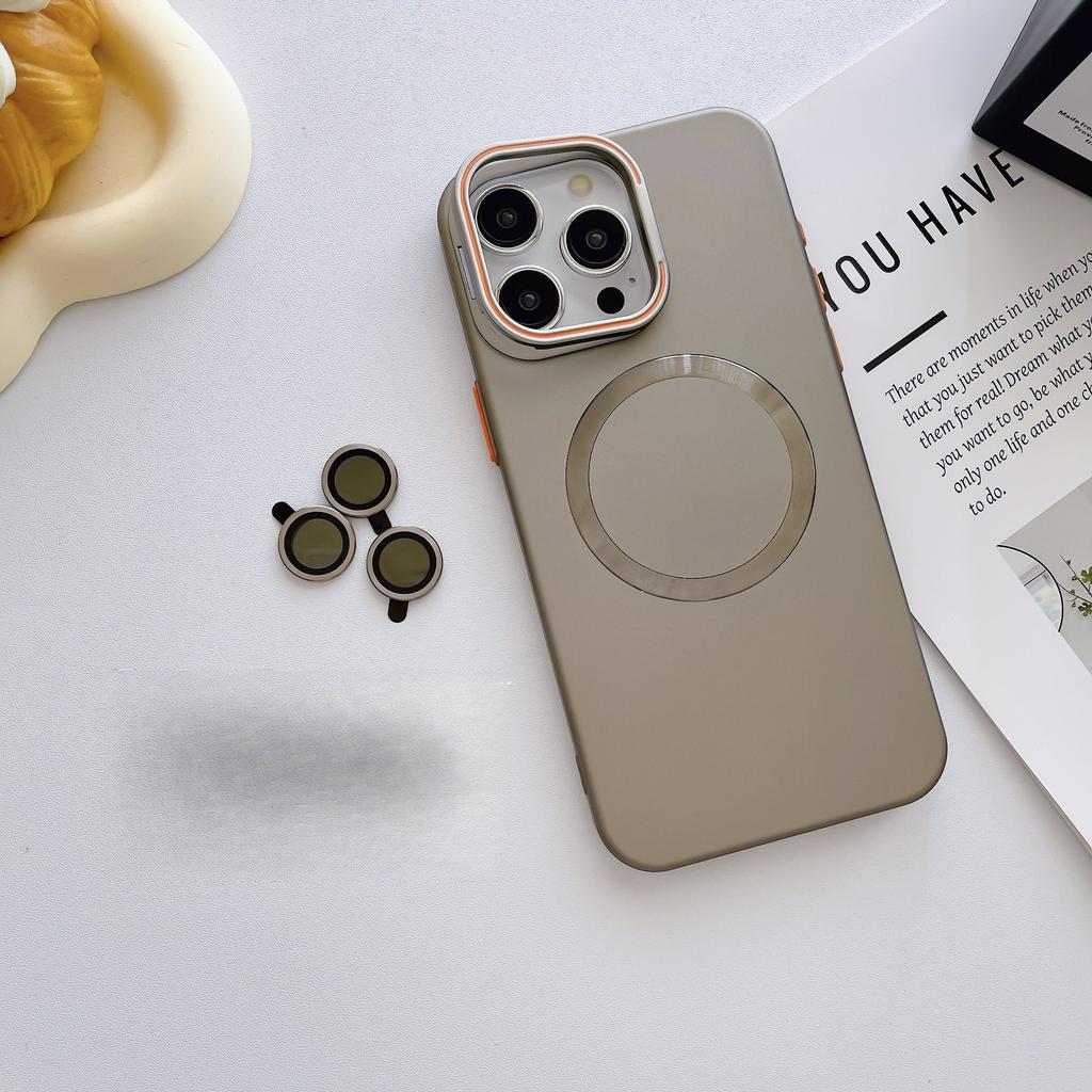 Applicable To IPhone15 Contact Lens Holder with Lens Film Apple 14pro Magnetic Matte CD Pattern Protection Case