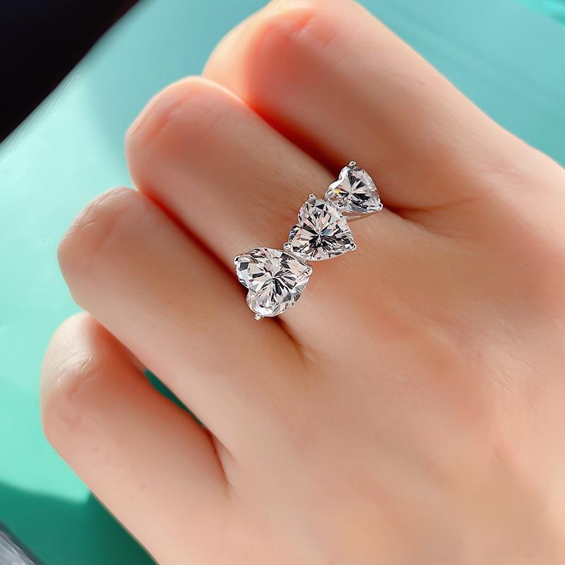 Versatile Sparkling Zirconium Interlocking Heart Ring for Women - Adjustable, Elegant, Luxury Style. Adjustable Open Size