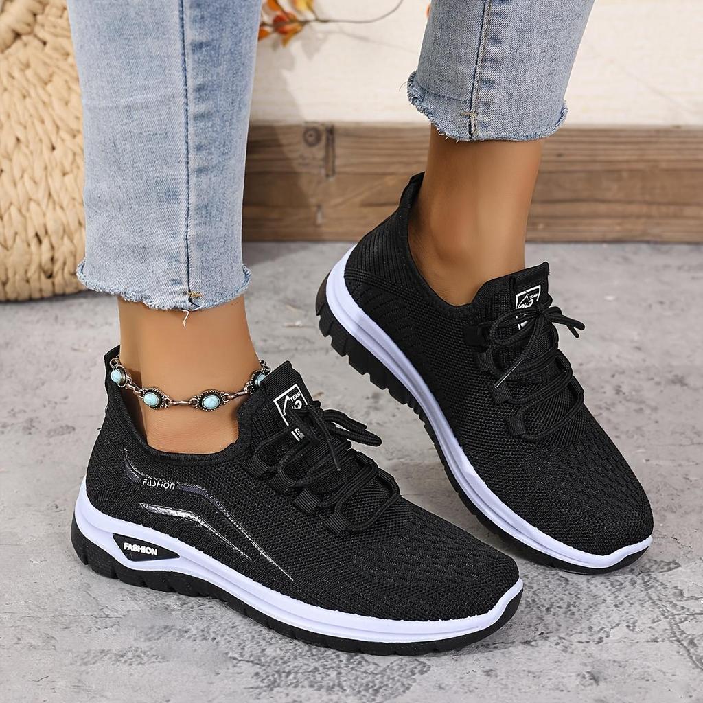 Damen Casual Sport Outdoor Laufschuhe Walking Schuhe Schnürschuhe Strickschuhe für Frühling und Sommer