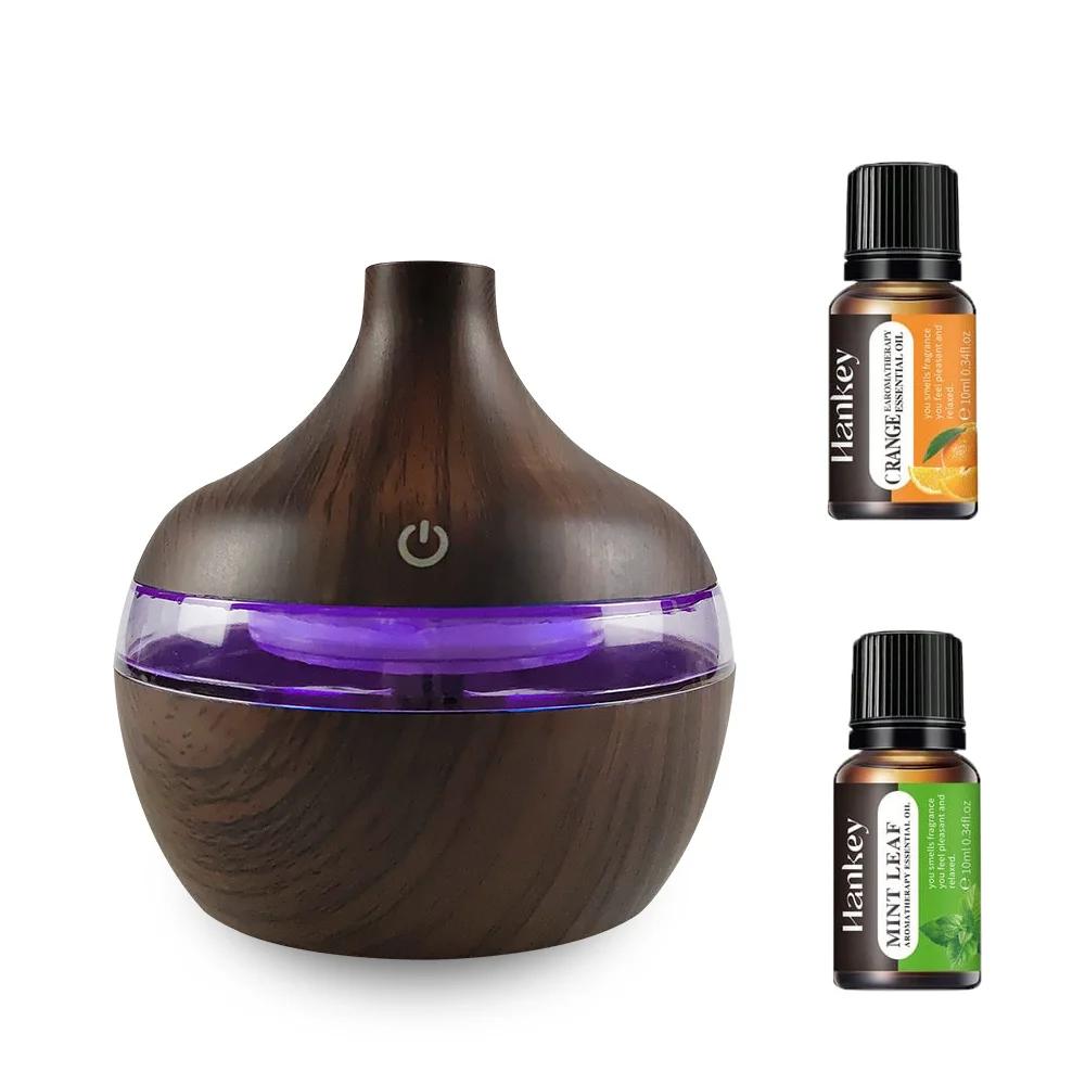 2-in-1 Wood Air Humidifier & Aroma Diffuser - 300ml USB Essential Oil Diffuser for Home, Office, Yoga Studio - Aromatherapy Mach