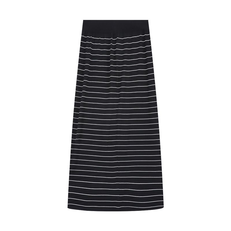 

Casual Suit Idle Style Loose Gray Short Sleeve T-shirt Women s Summer Stripes Skirt Bodycon Dress Two-piece Set Stripes Skirt M