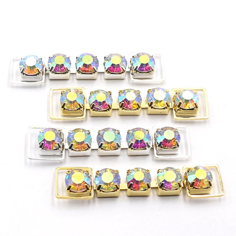 New 10Pcs13 * 55MM Single Row Fully Transparent Rhinestone Bikini Connection Button Swimsuit Bikini Decorative Metal