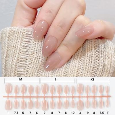 150pcs Fashion Glossy Finish Fake Nails Natural Short Almond Nail Tips Gradient Nude Full Cover Nails Daily Wear
