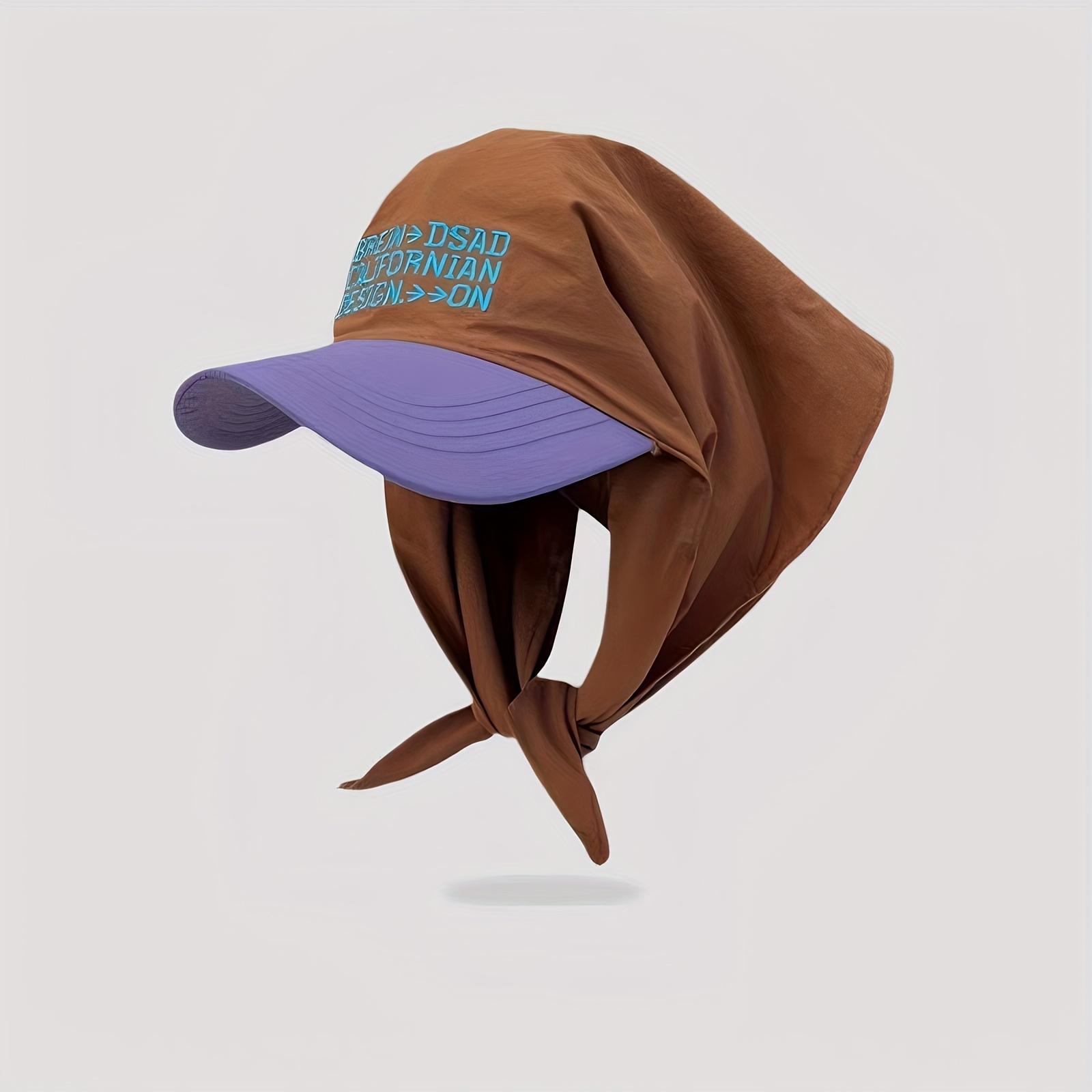 

1pc Color-Block Sun Hat with Embroidered Lettering - Adjustable, Breathable Polyester Cap for Women and Men One Size коричневый