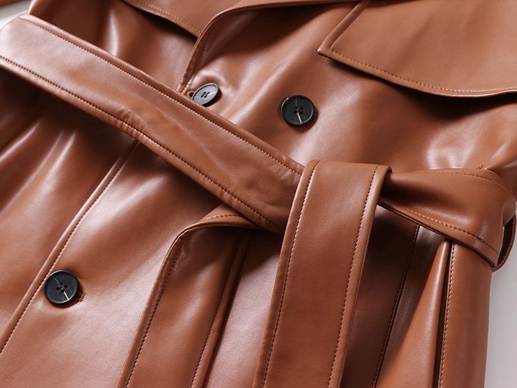 Men's Plus Size High-End PU Leather Knit Trench Coat - Korean Style, Loose, Casual, Spring/Autumn.