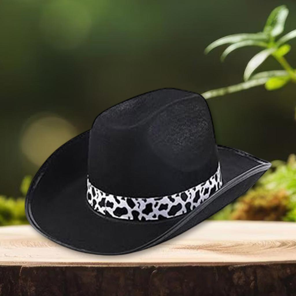 Vintage Cow Print Homburg Panama Hat Western Porkpie Hat Cowboy Hats for Dinner Outdoor Casual Wear