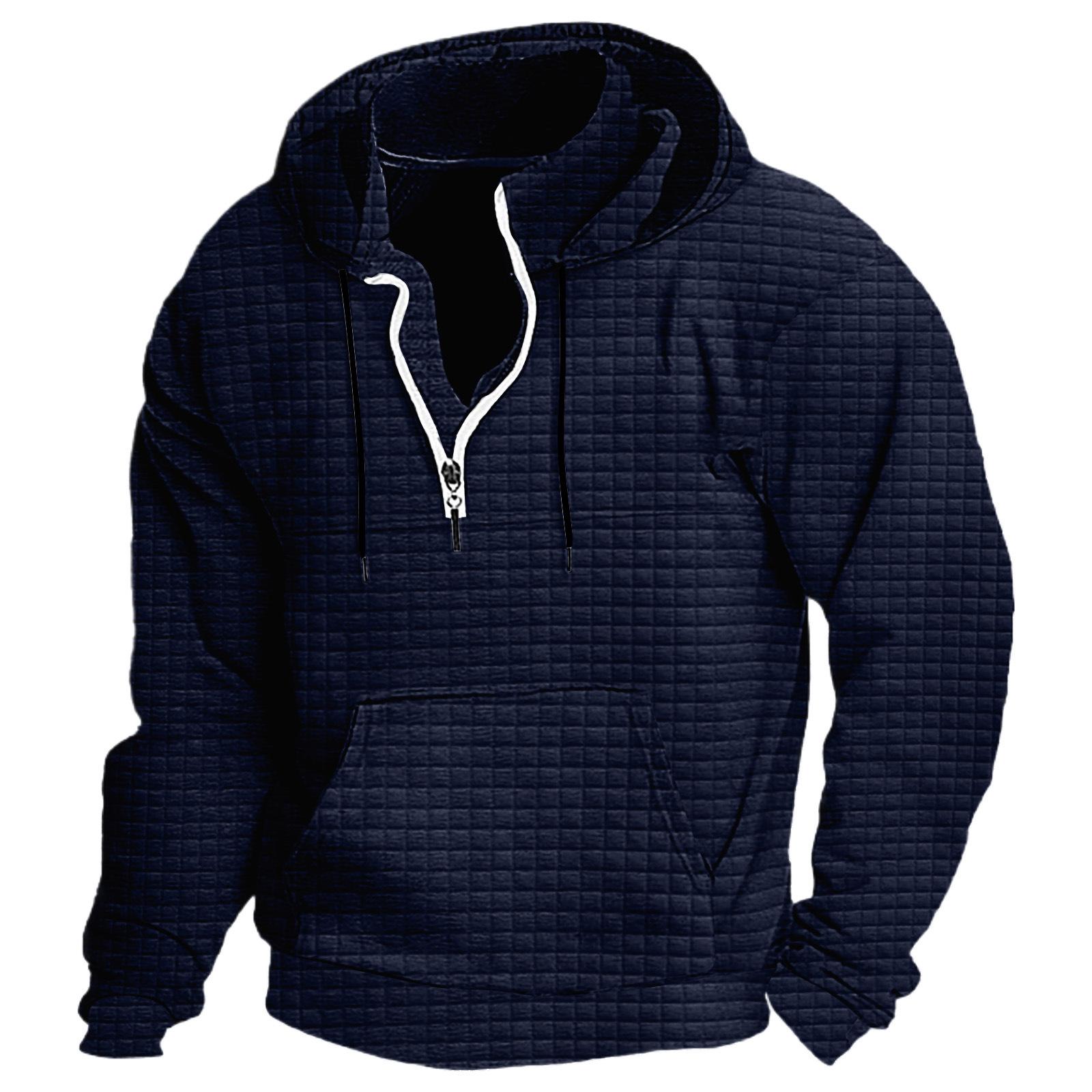 

Men s Plaid Stand-Up Collar Zipper Hoodie L