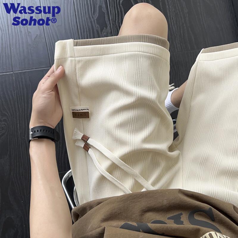 Wassup Sohot Men s Faux Two-Piece Ice Silk Casual Athletic Shorts XL