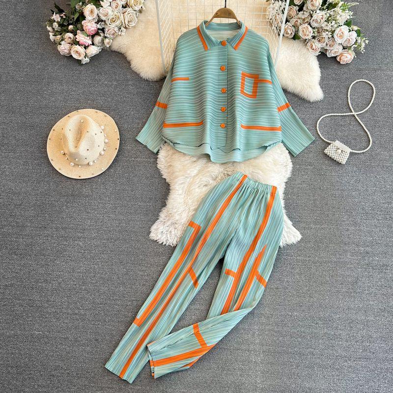 

Sanzhai Ruched Lightly Mature Skinny Pants Fashion Suit Green One size