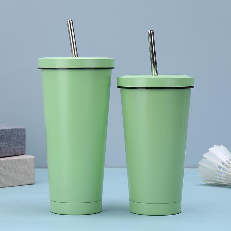 Vacuum Straw Cup with Handle – Stainless Steel Double Insulation Cup with Lid Portable Travel Mug for Outdoor Activities