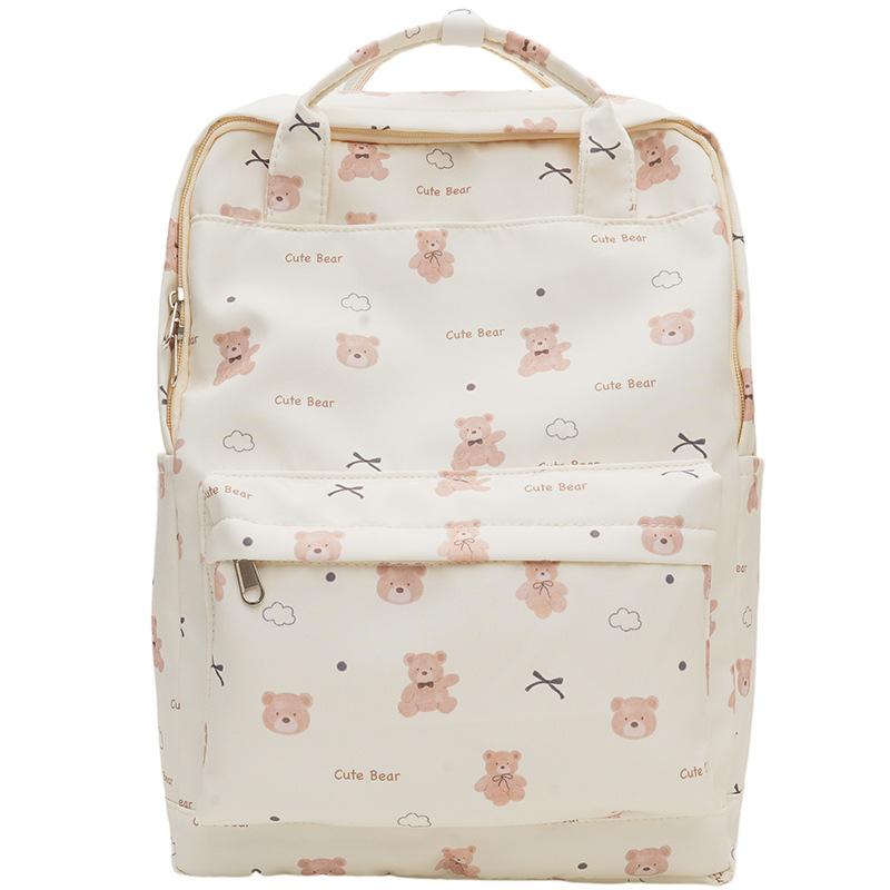Schoolbag Cartoon Cute Bear Backpack Female Japanese Large Capacity Anti-splashing Computer Bag Casual Handbag Travel Tide