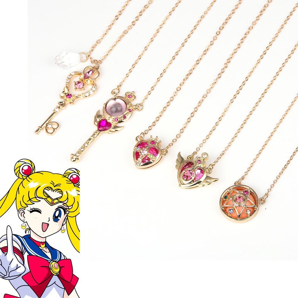 Anime Sailor Moon Necklace Magic Girl Tsukino Usagi Cosplay Pendant Necklace For Fan Gift Cute Girls Jewelry Accessories Gift