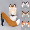 Halloween Fluffy Fox Ears & Tail Set Plush Animal Ear Tail Kitsune Cosplay Costume Accessories For Anime Convention Party