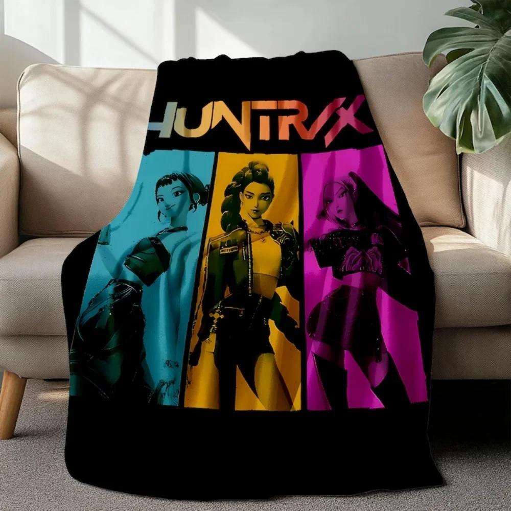 Cartoon K Pop Demon Hunters Theme Flannel Blanket for Kids Gifts Cozy Soft Warm Anime Blankets for Sofa Bed Couch Home Decor