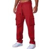 Men's Pants Autumn and Winter New Hair Sweatpants Casual Drawstring Straight Cylinder Multi-pocket Cargo Pants