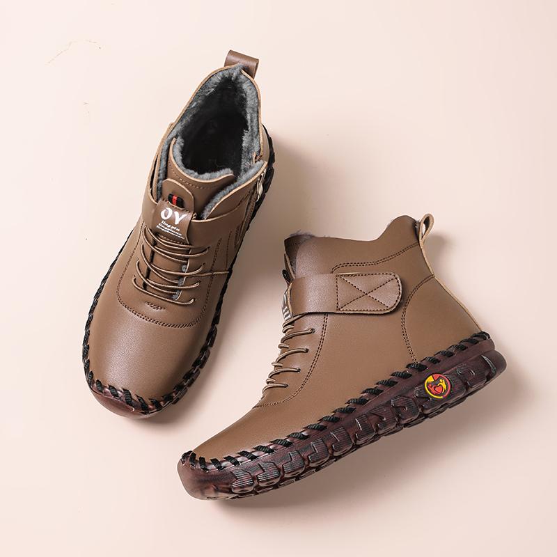 Women Winter Warm Walking Shoes Moccasins Driving Shoes High Top Fur Boots Casual Plus Size Outdoor Handmade Shoes