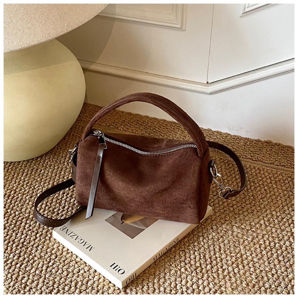 

Fashiable Mini Size Shoulder Bag PU Leather Matte Suede Crossbody Bag Frosted Surface Pillow Bag Daily Use кавовий