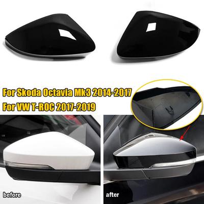 For Skoda Octavia Mk3 2013-2017 For VW T-ROC 2017- Replacement Rearview Side Mirror Cover Wing Cap Exterior Door Case Trim