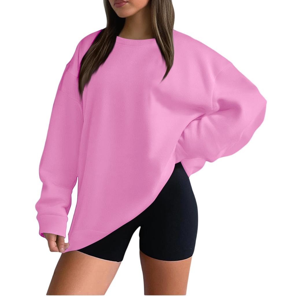 Women's Casual Fashion Loose Sports Round Neck Pullover Long Sleeve Sweatshirt