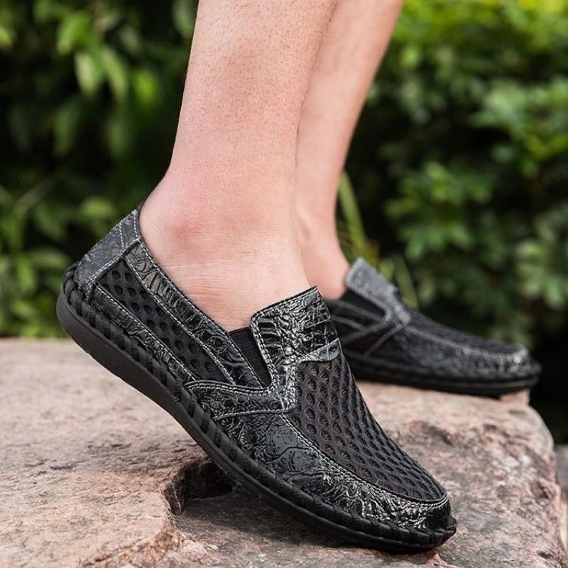 Fashion Soft Splicing Mesh Low-Top Male Casual Shoe Non Slip Fashion 2025 High Quality Designer Comfortable Size 46 Men's Leather Shoes
