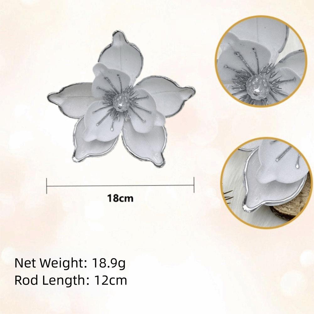 Flannel Fabric Christmas Artificial Flowers Plastic 18cm Glitter Fake Flower DIY Glitter Glitter Poinsettia