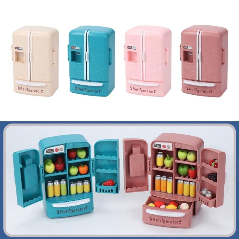 Tiny Simulation Refrigerator For Doll house collector Safe Friendly ABS Construction Enhances Pretend Play Scenarios