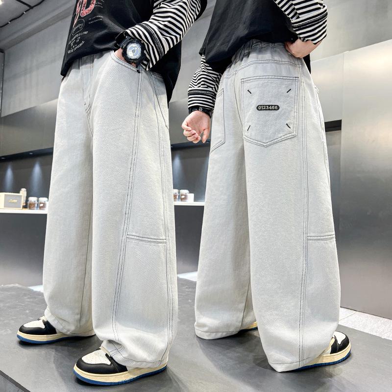 

Zhi Li Kids Versatile Spring & Autumn Casual Pants - Trendy Boys Wear for Middle & Large Children 130 cm білий/сірий колір