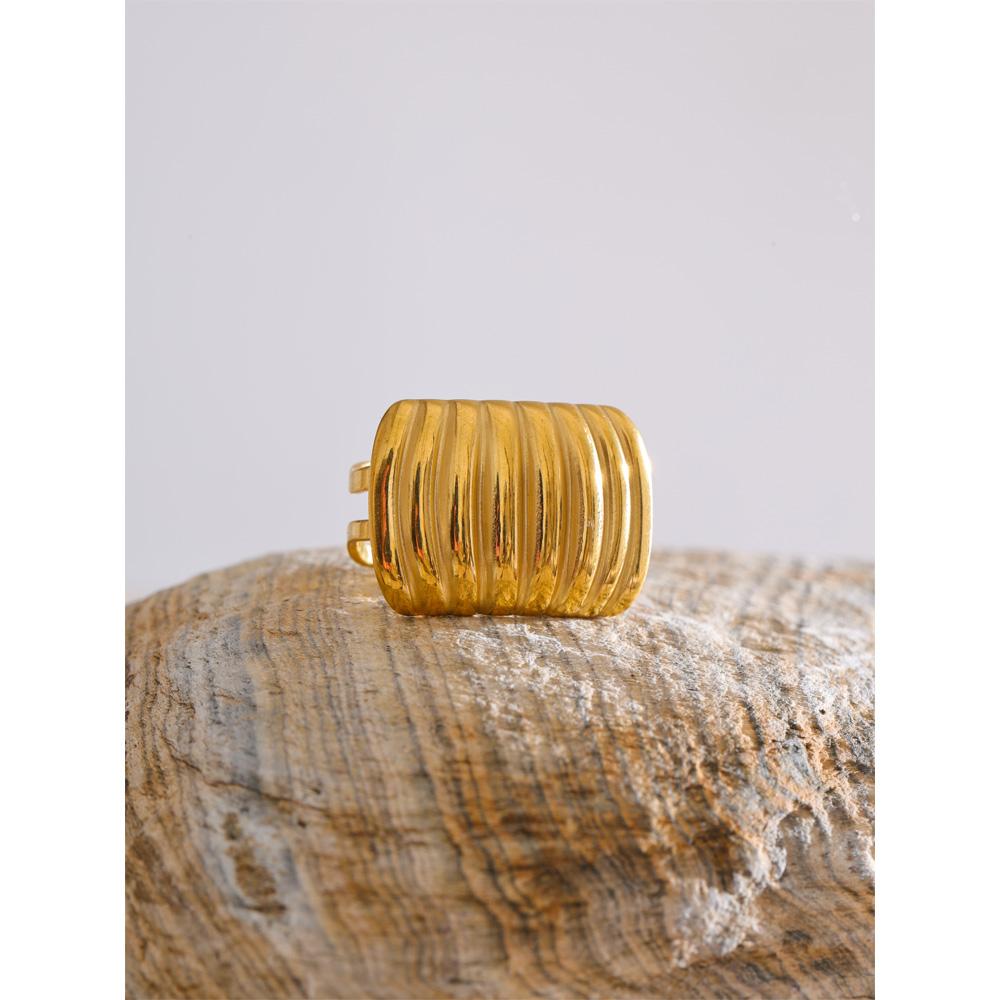 Eetit Anillo Ajustable de Acero Inoxidable Rectangular por Capas Abierto Barato Moderno a Prueba de Óxido Accesorios de Joyería Simples