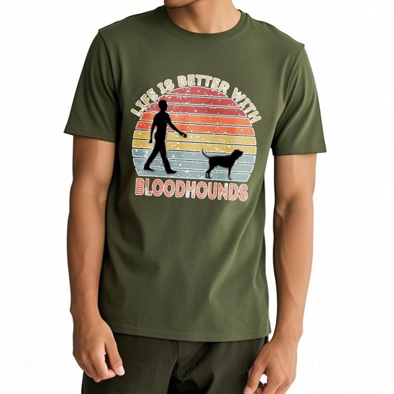 Soft For Unisex Teeshirt Round Neck Tshirt Brand Life Is Better With Bloodhounds Retro Unisex Tees Solid Color Tshirt Big Size Tee