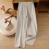Damen Lyozell Leinen Lässige Cropped Hose