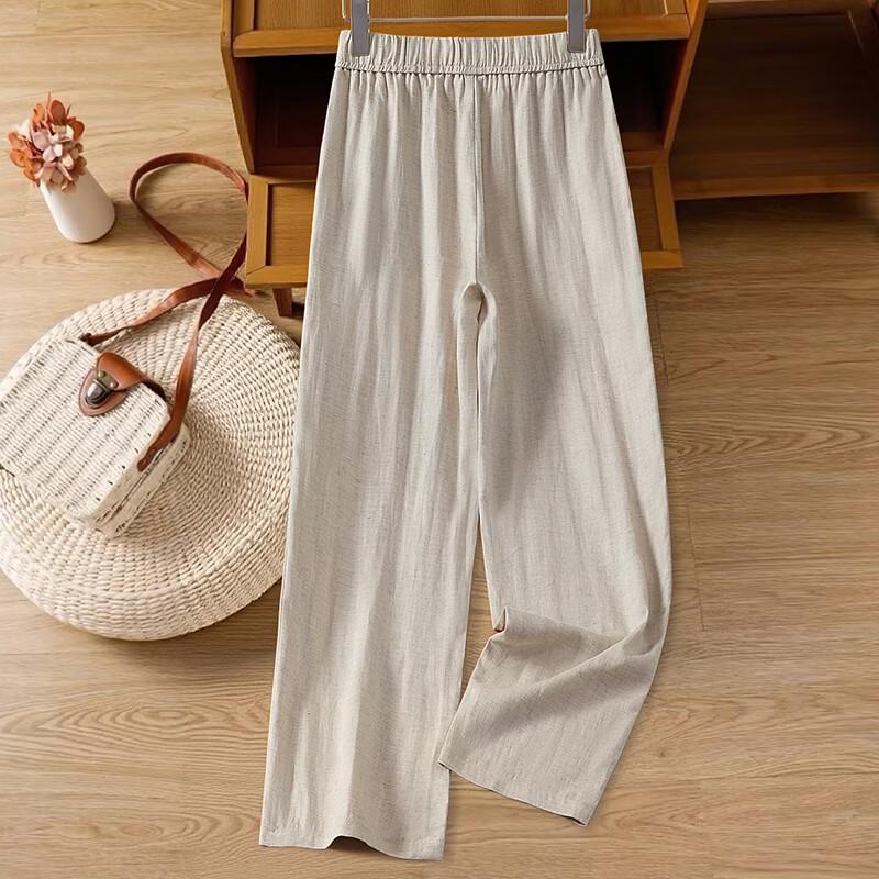 Damen Lyozell Leinen Lässige Cropped Hose