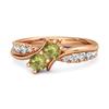 Peridot Twin Stone Pavé Bypass Ring - 925 Sterling Silver Rose Gold Vermeil