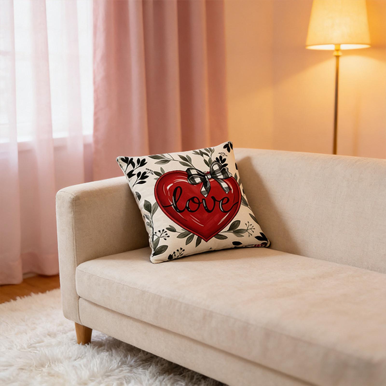 

Valentine s Day Decor Pillowcases 4-Pack, Love Heart Printed Cushion Covers For Sofa/Bed,Red Black Pillow Cases For Home Decoration One Size